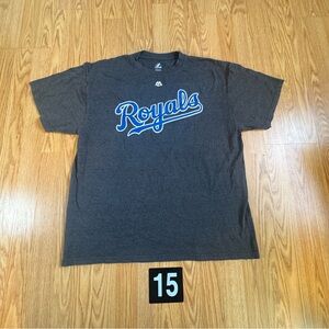 Majestic Gray and Blue Royals Hosmer Short Sleeve Tee XL